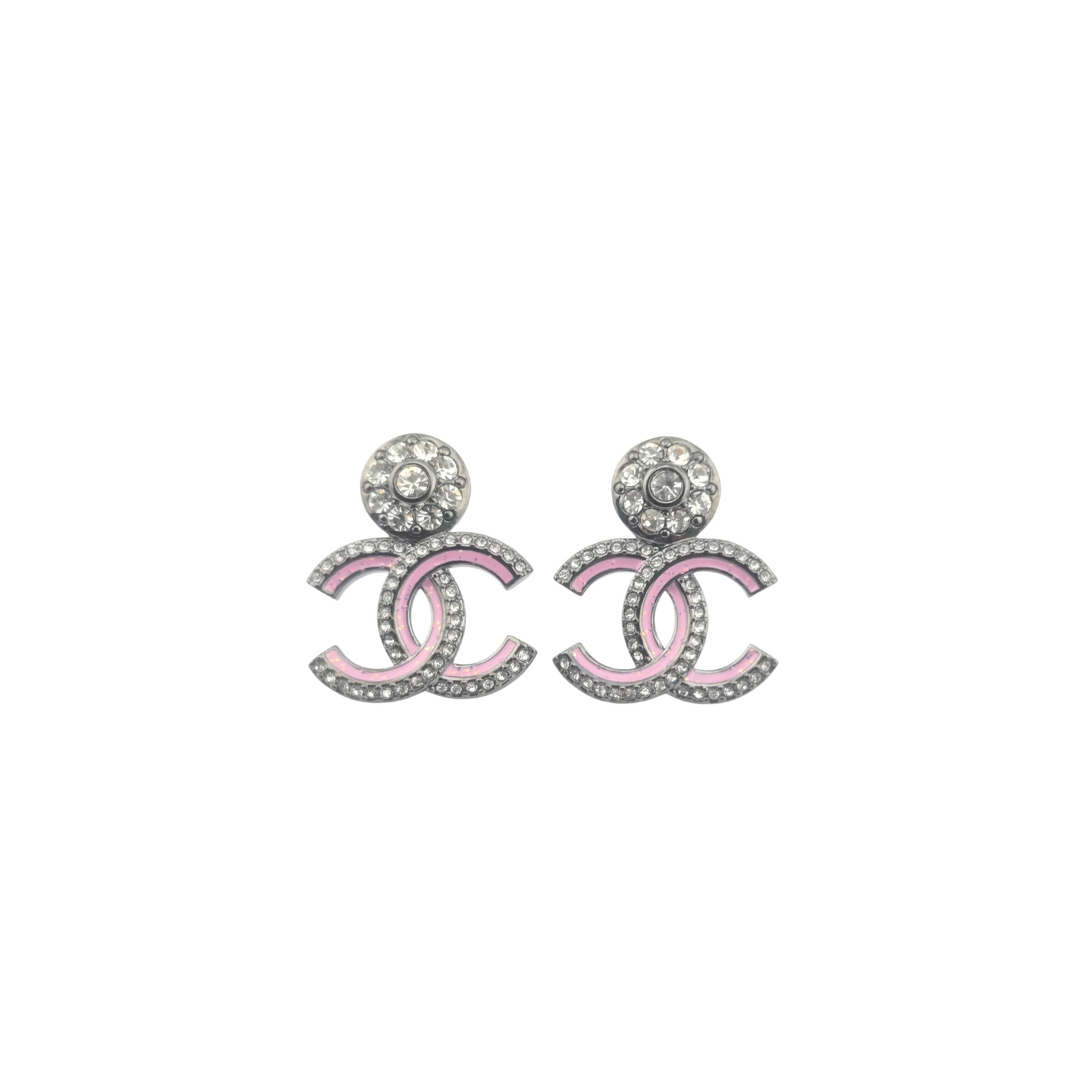 CHANEL CC RUTHENIUM PINK EARRINGS ABG407 